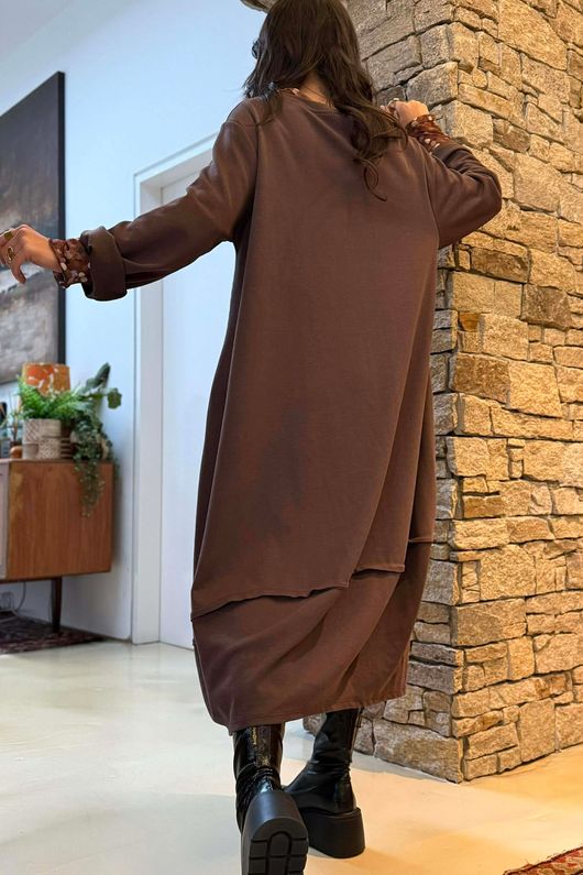 Sola Smart Tech Panel Dress Chocolate